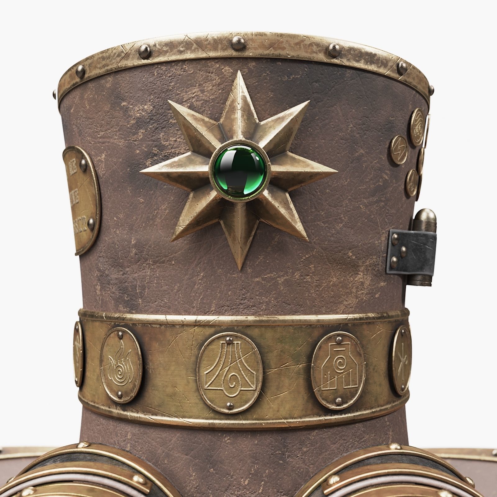 Steampunk Hat on a Wooden Stand Low-poly 3D model_8