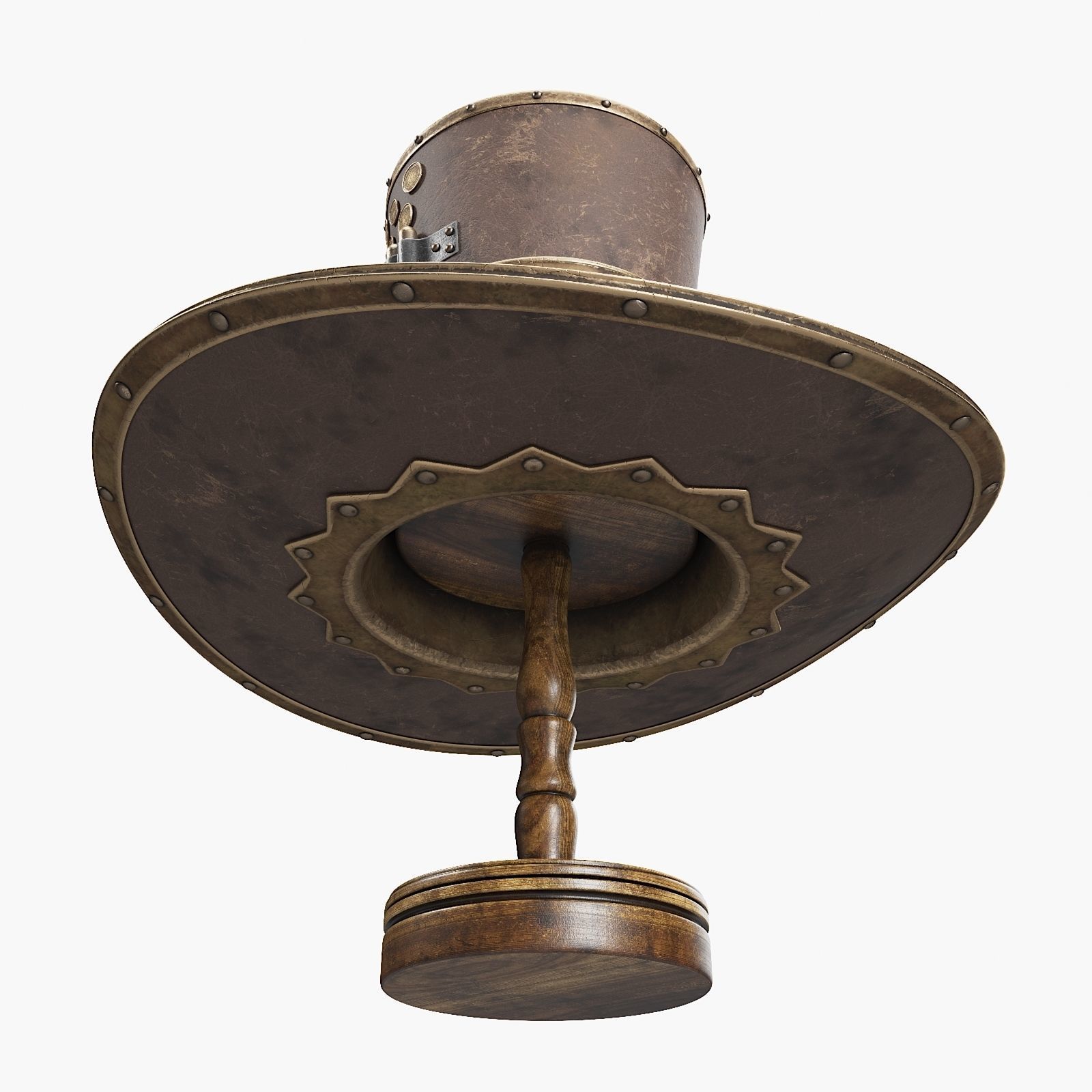 Steampunk Hat on a Wooden Stand Low-poly 3D model_4