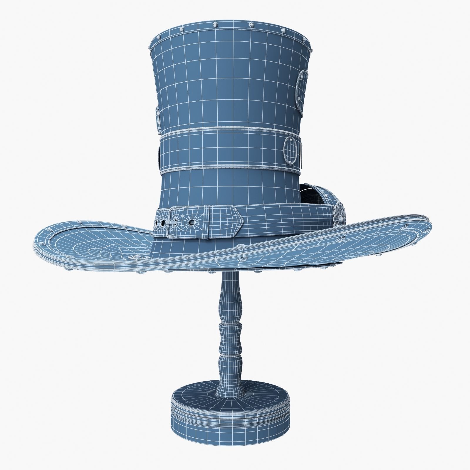 Steampunk Hat on a Wooden Stand Low-poly 3D model_19