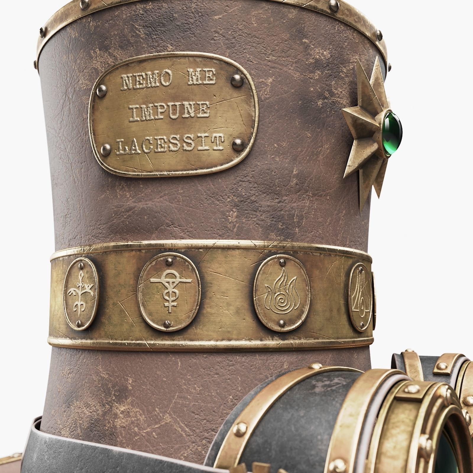 Steampunk Hat on a Wooden Stand Low-poly 3D model_6