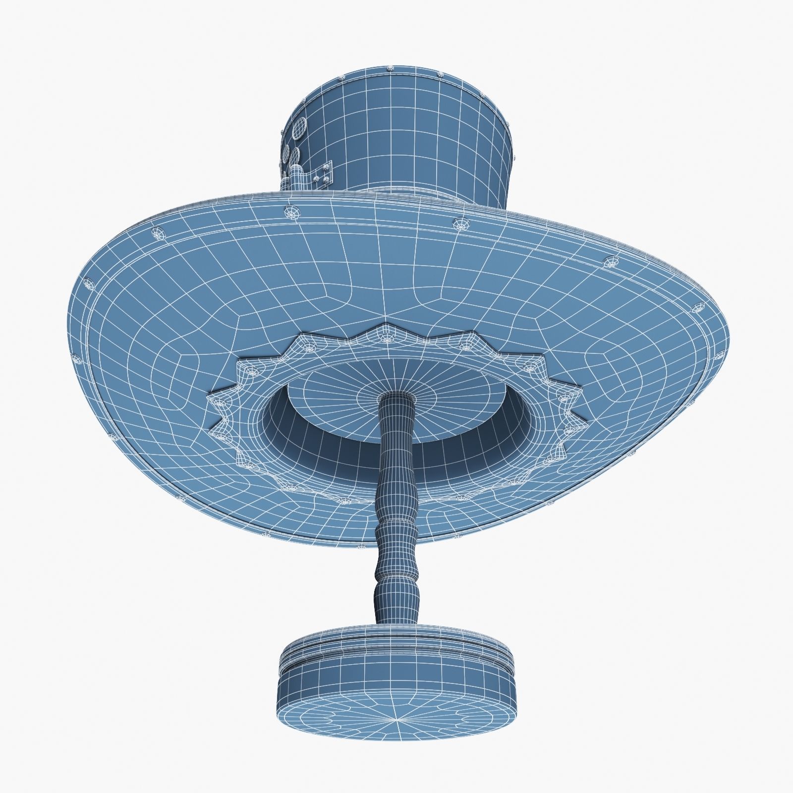 Steampunk Hat on a Wooden Stand Low-poly 3D model_20