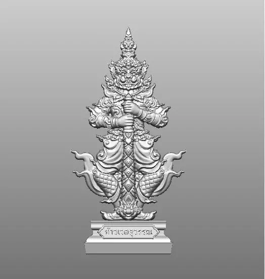Giant thai deity statue 3D model_0