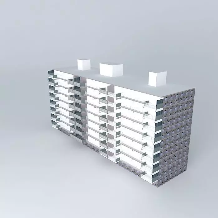Maassluis Merellaan portiekflat Free 3D model_0