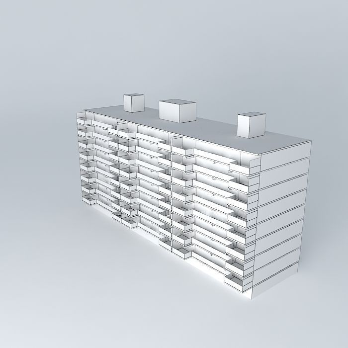 Maassluis Merellaan portiekflat Free 3D model_3