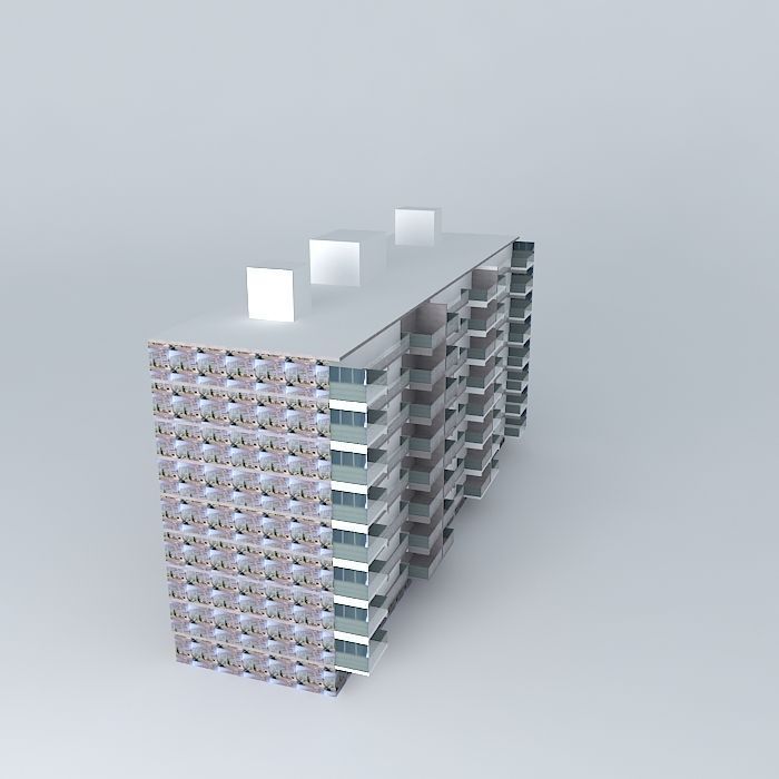 Maassluis Merellaan portiekflat Free 3D model_1