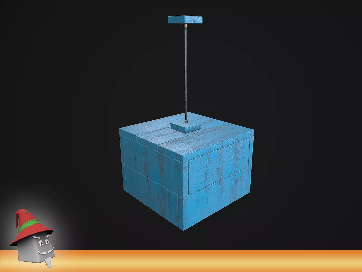 Pendant Lamp Distress Wood PBR VR Low-poly 3D model_0