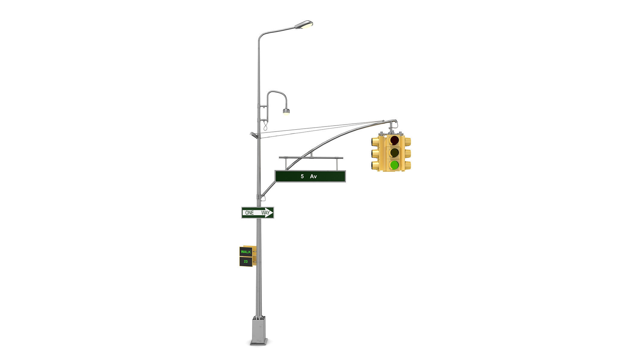 10 Street Light with Traffic Low-poly 3D model_10