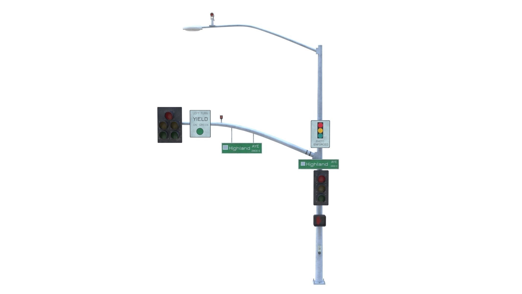 10 Street Light with Traffic Low-poly 3D model_9