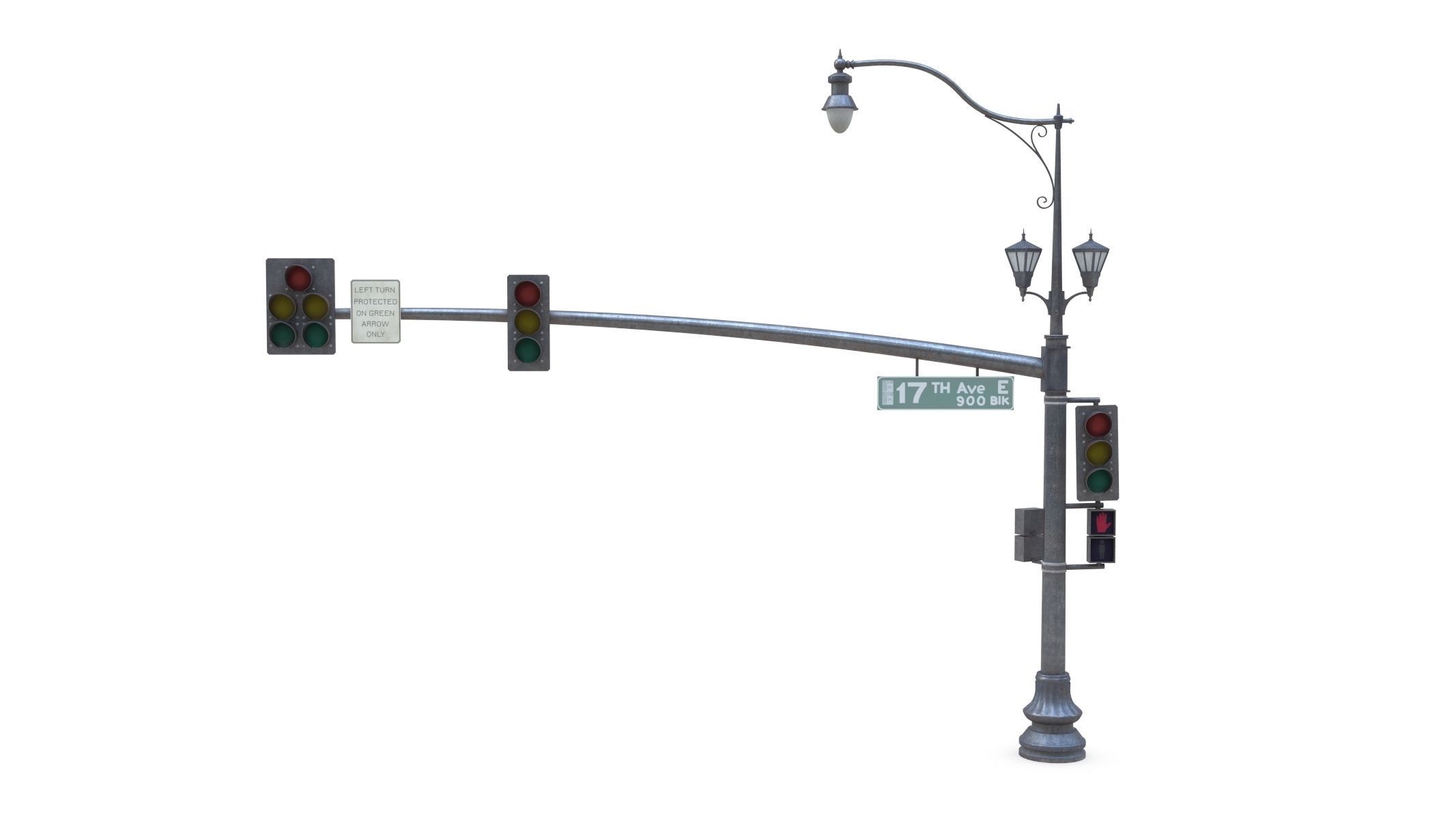 10 Street Light with Traffic Low-poly 3D model_3