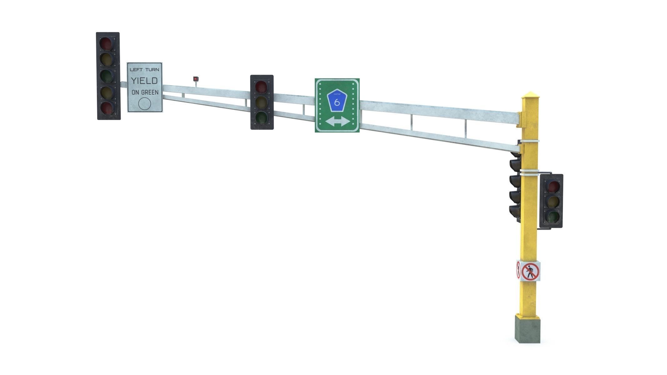 10 Street Light with Traffic Low-poly 3D model_7