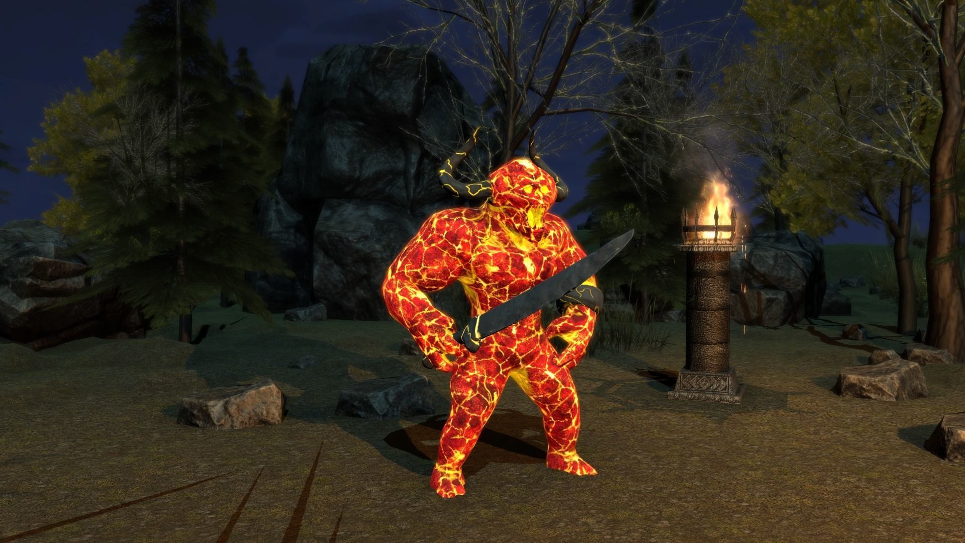 Stone demon Low-poly 3D model_4