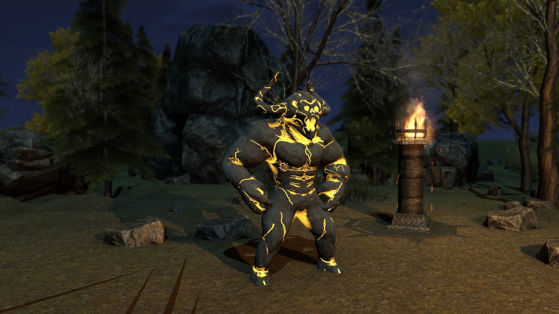 Stone demon Low-poly 3D model_8