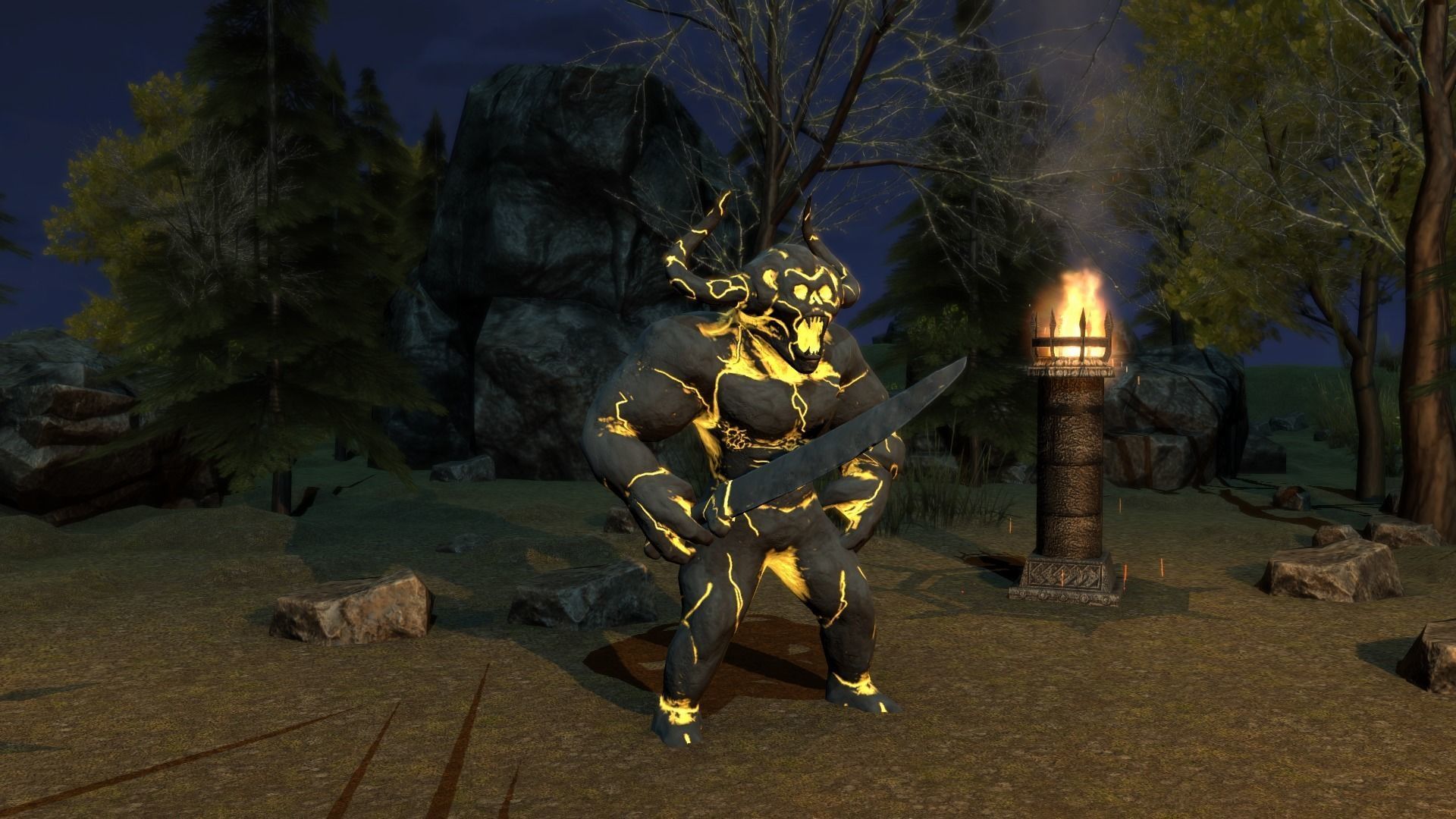 Stone demon Low-poly 3D model_5