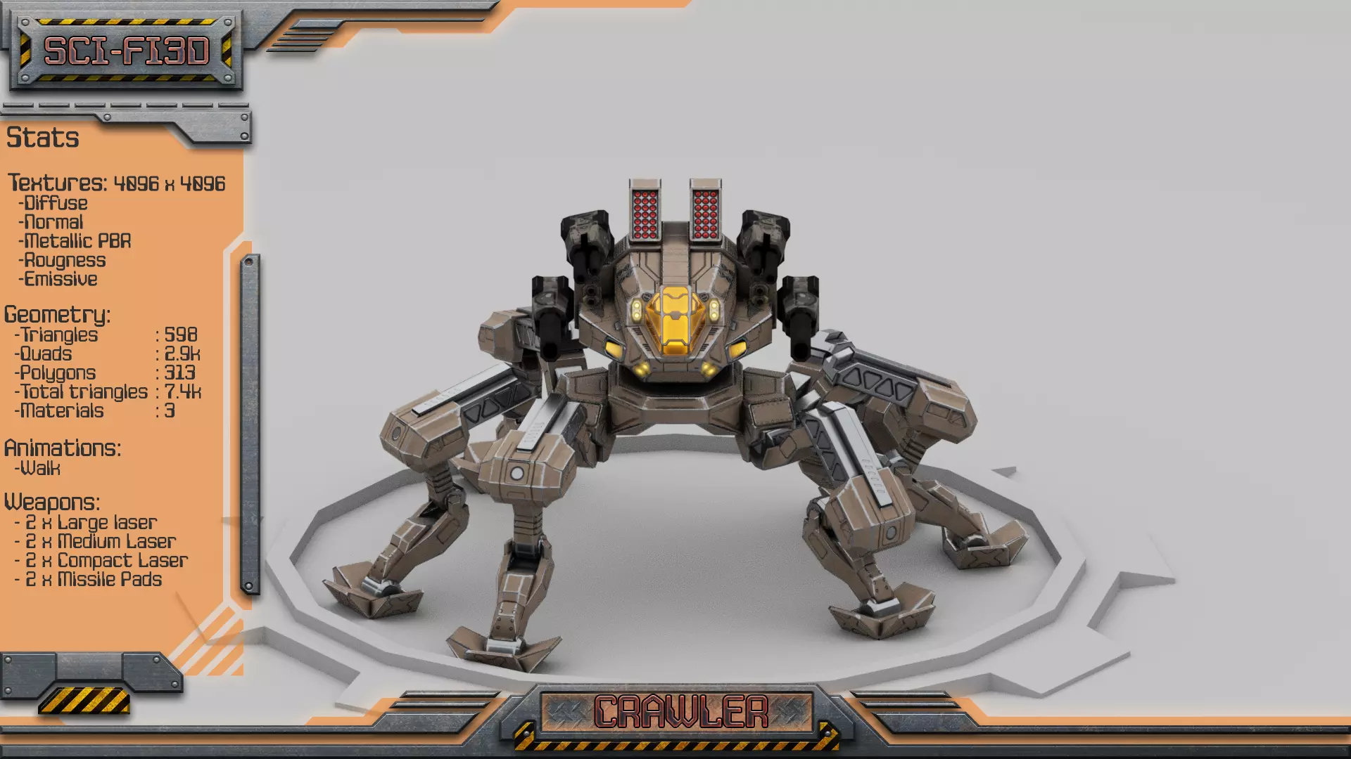 Crawler BattleMech Low-poly 3D model_0