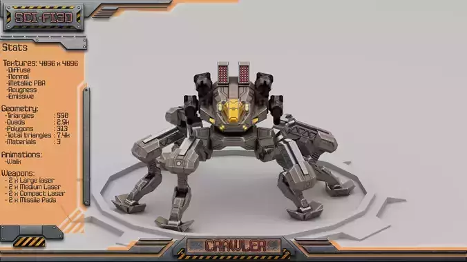 Crawler BattleMech Low-poly 3D model