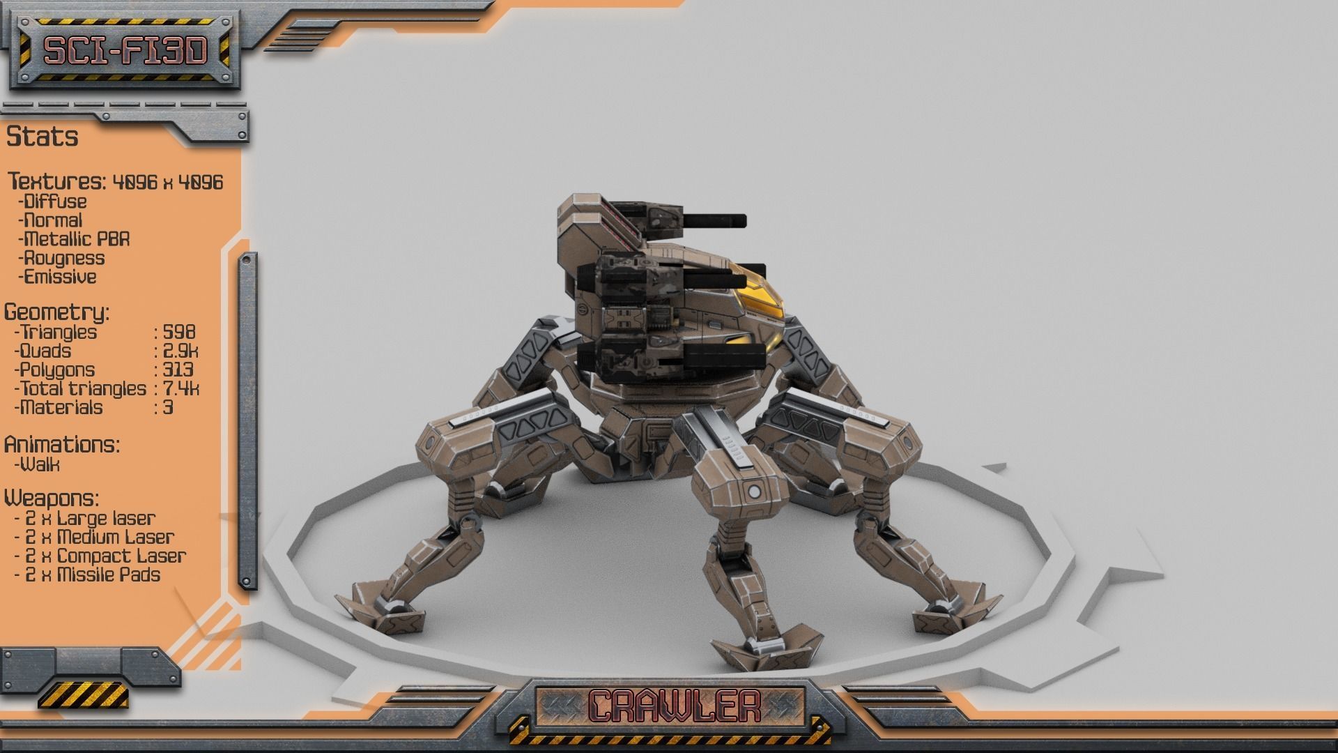 Crawler BattleMech Low-poly 3D model_6