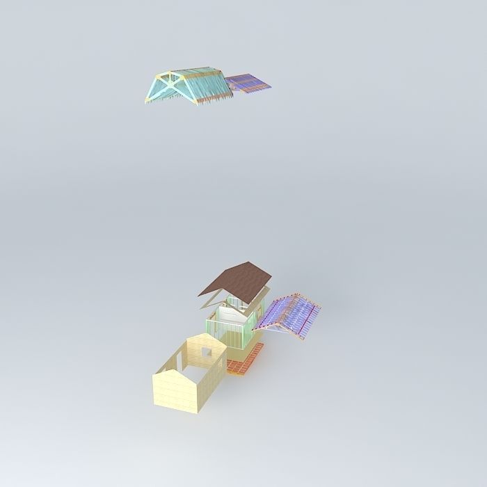 Shed house with roof Free 3D model_1