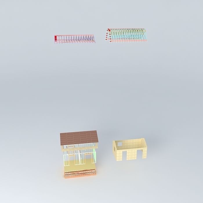 Shed house with roof Free 3D model_2