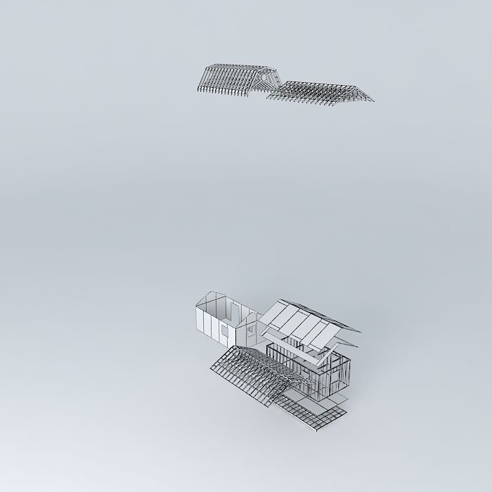 Shed house with roof Free 3D model_3