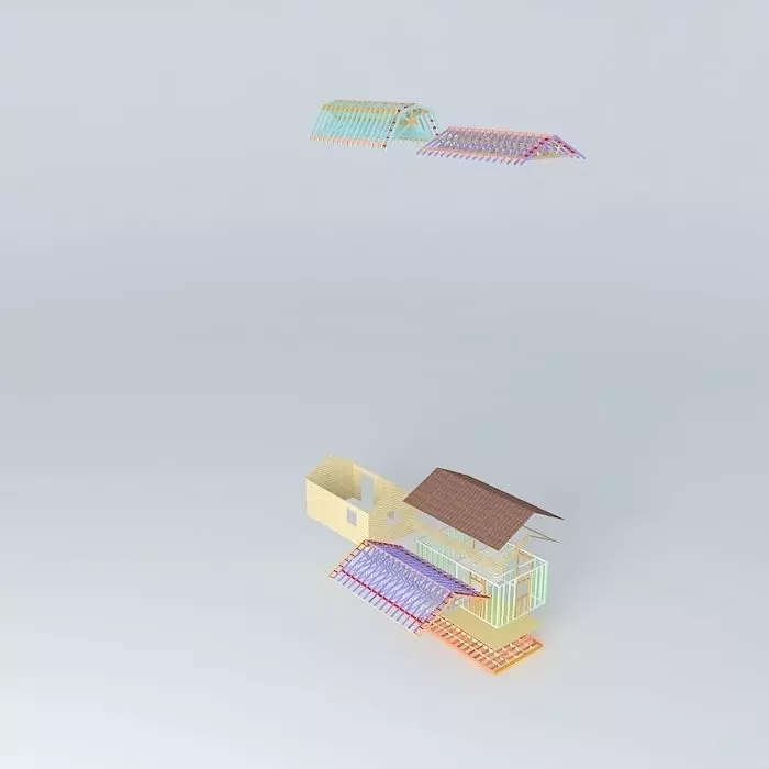 Shed house with roof Free 3D model_0