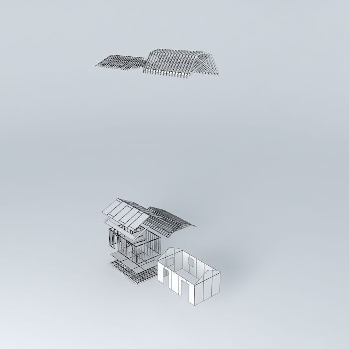 Shed house with roof Free 3D model_4