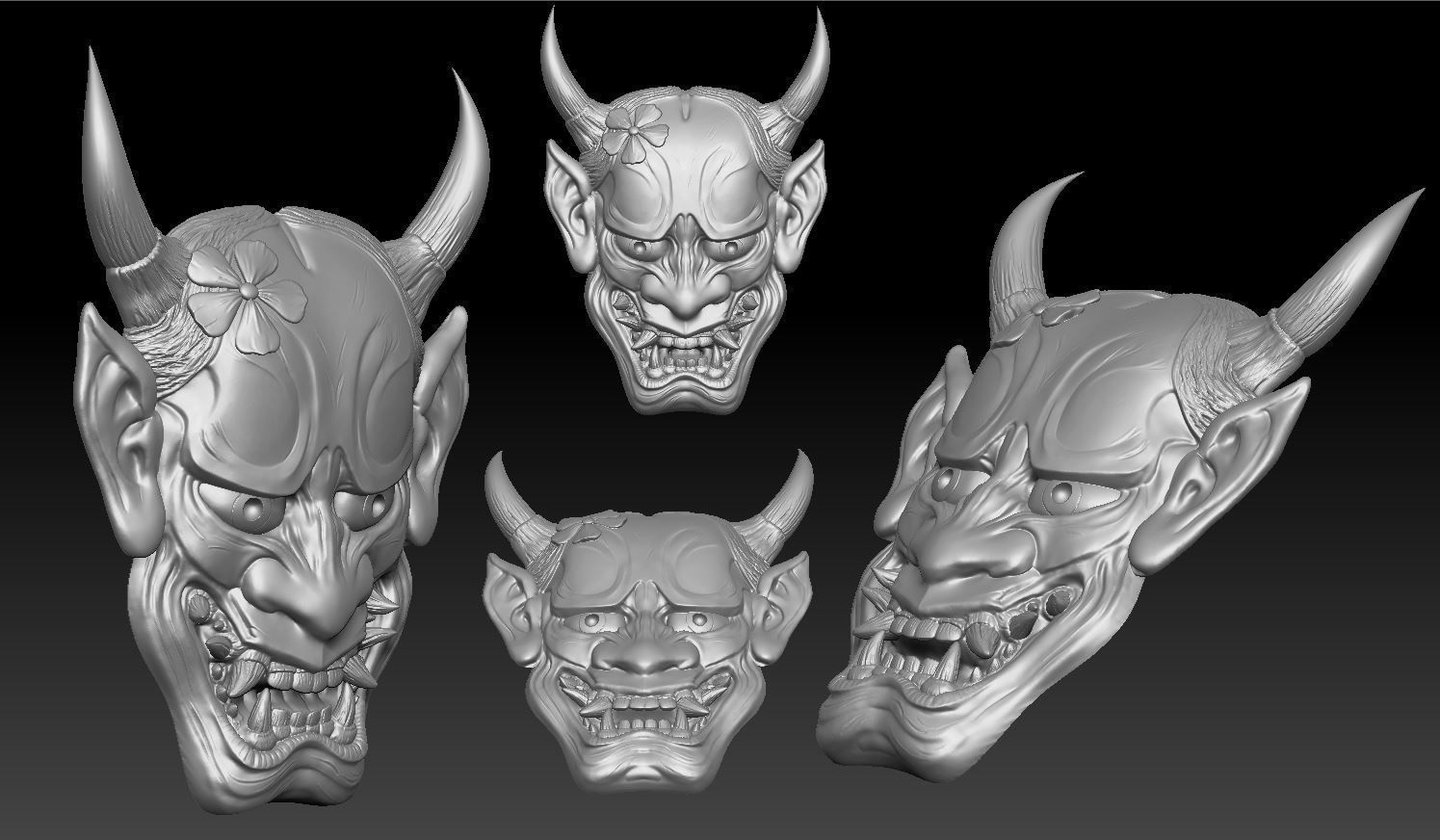 Hannya Mask -relief 3D print model_2