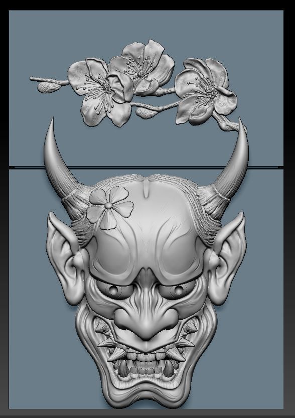 Hannya Mask -relief 3D print model_6