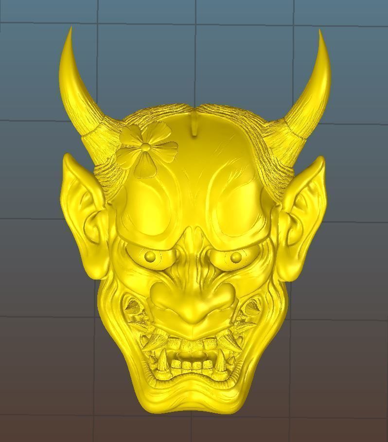 Hannya Mask -relief 3D print model_3