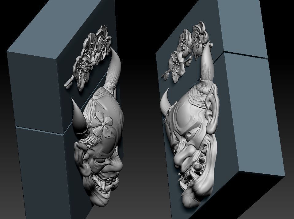 Hannya Mask -relief 3D print model_5