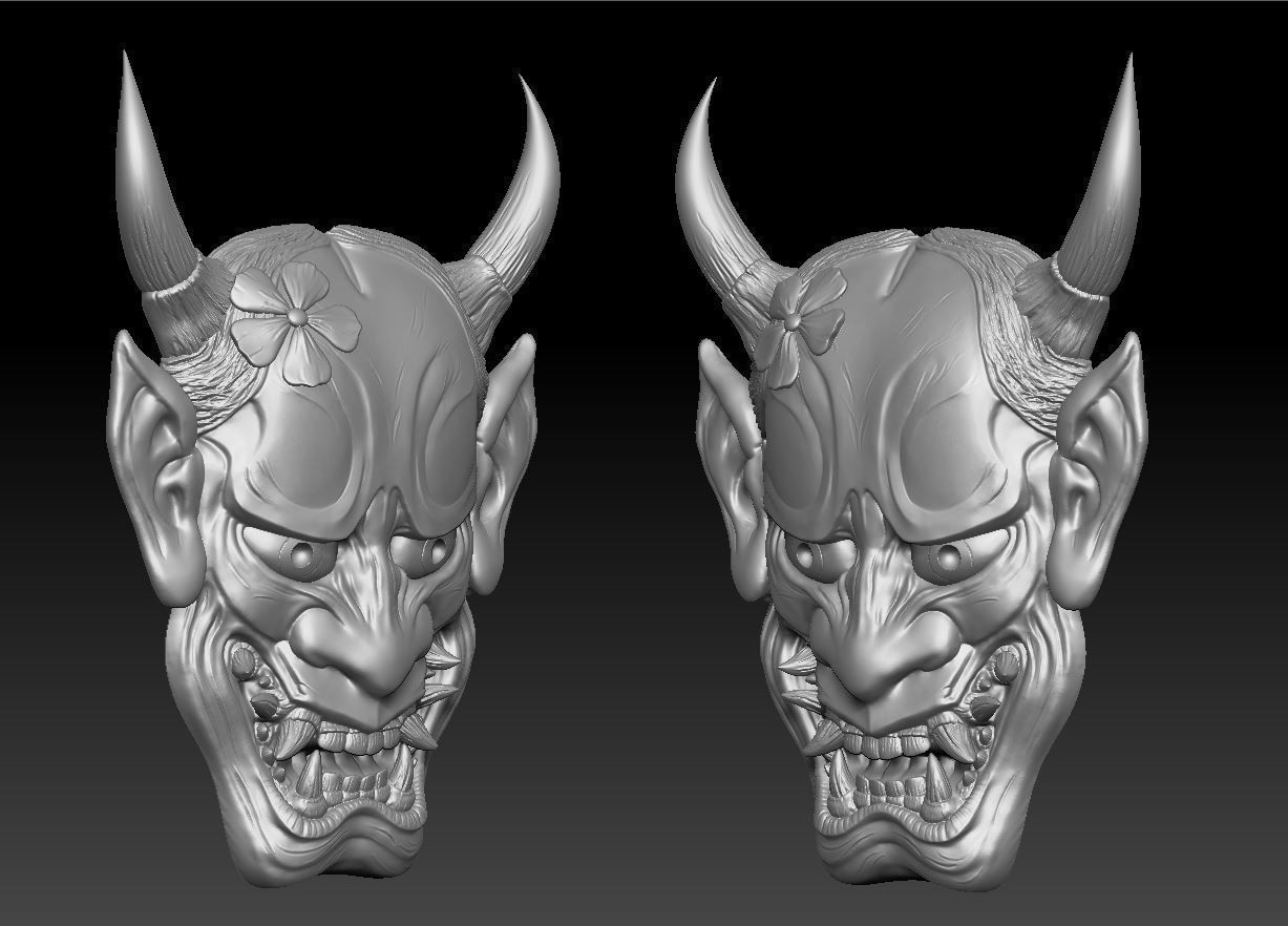 Hannya Mask -relief 3D print model_1
