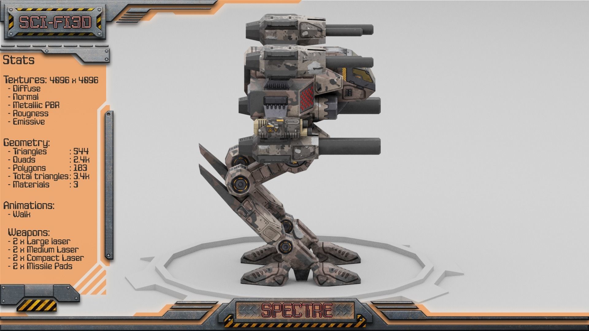 Spectre BattleMech Low-poly 3D model_6