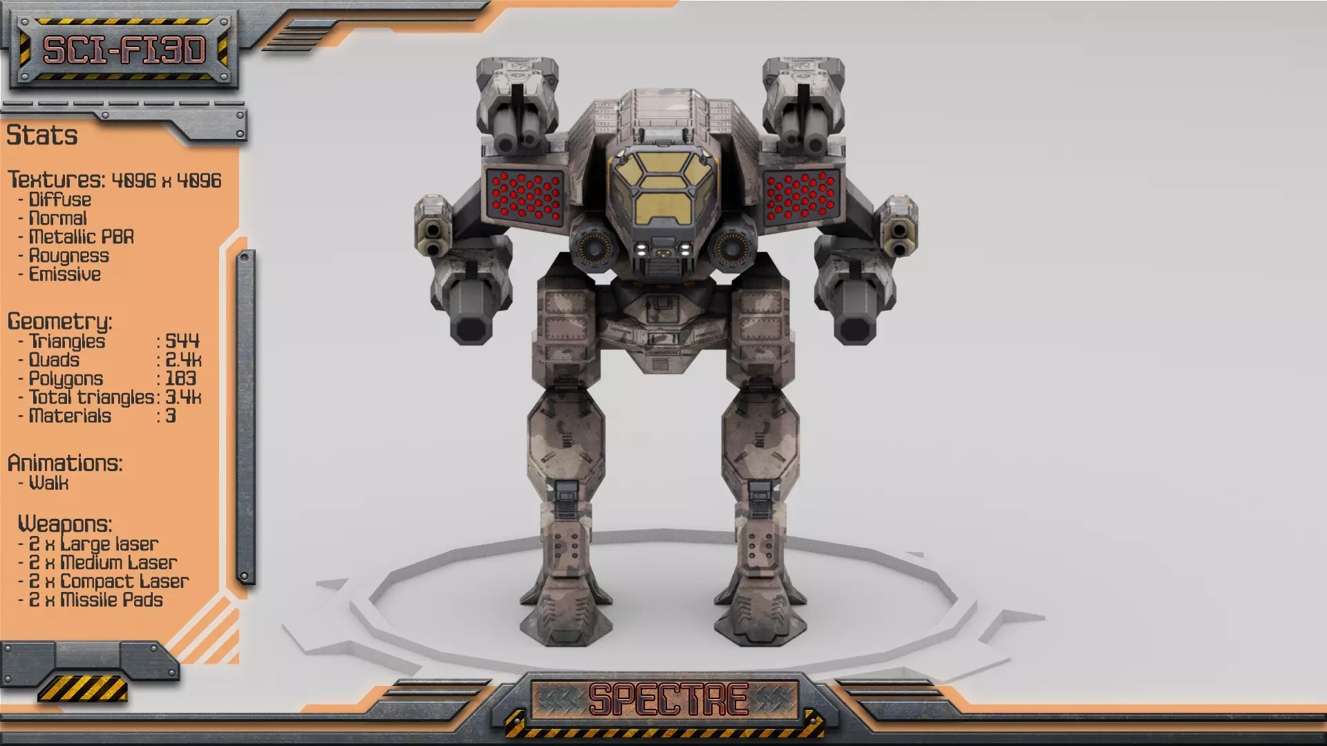 Spectre BattleMech Low-poly 3D model_0