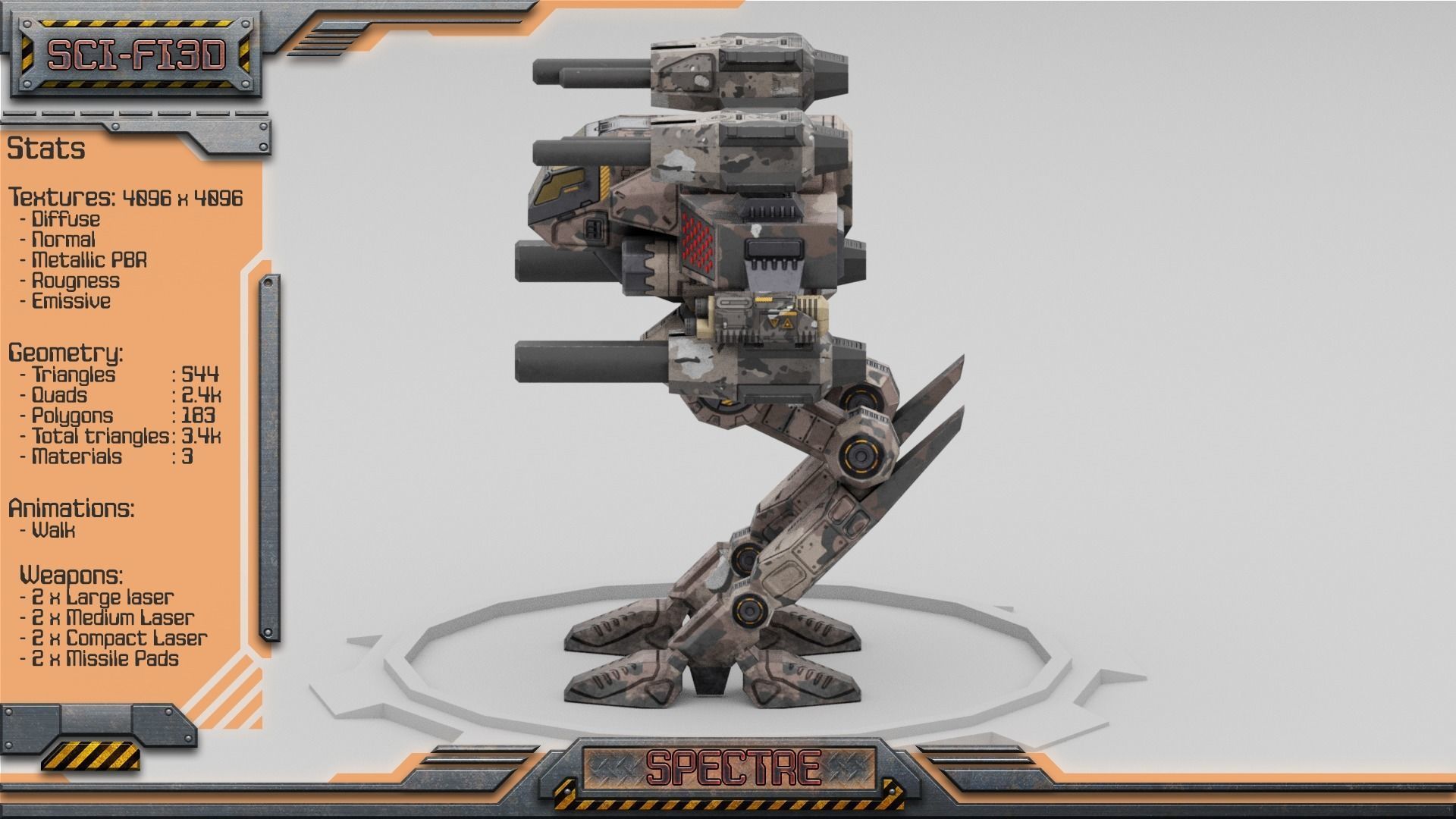Spectre BattleMech Low-poly 3D model_2