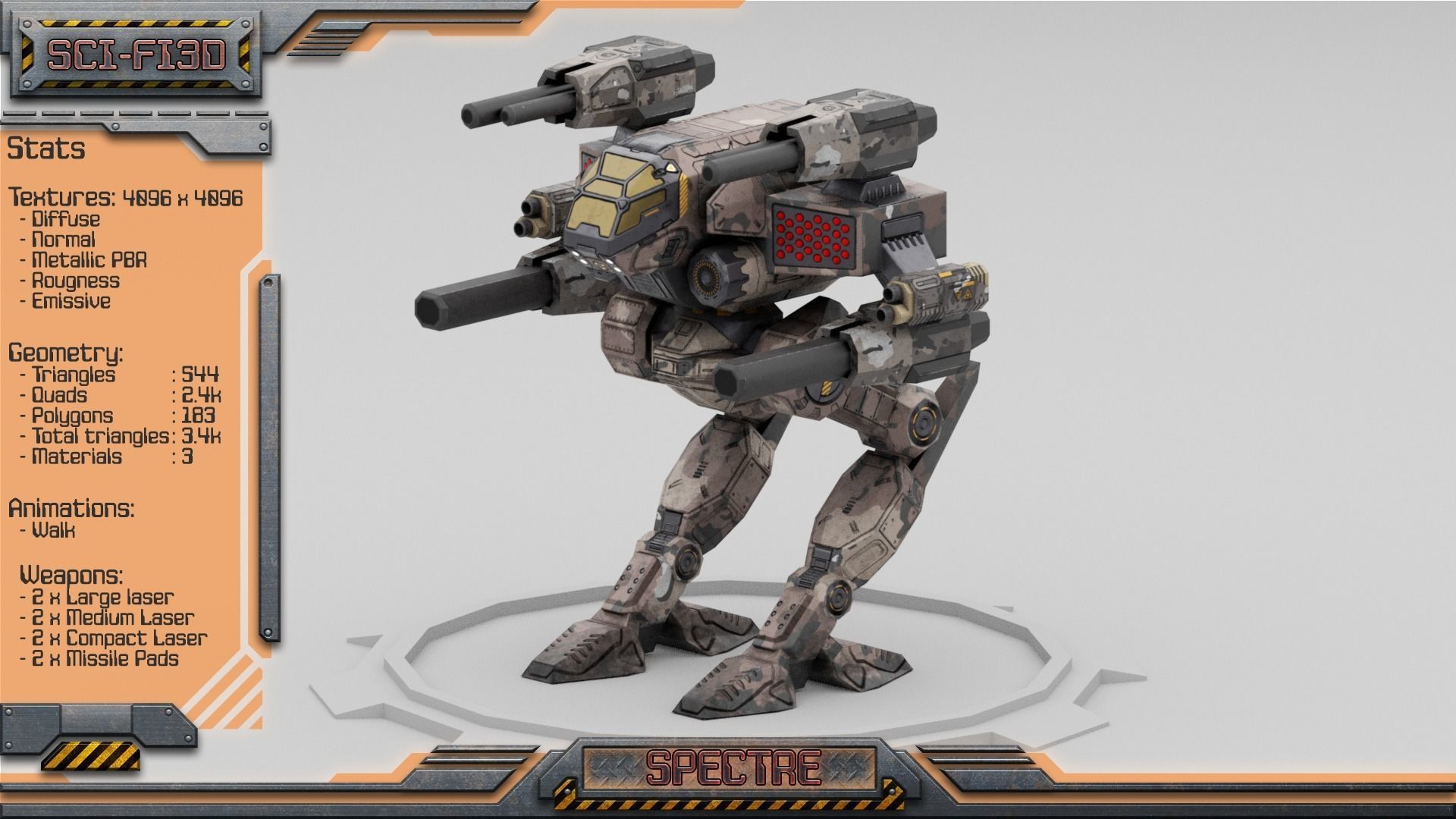 Spectre BattleMech Low-poly 3D model_1