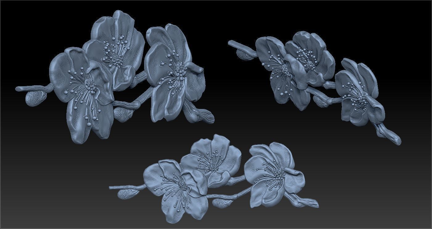 Katana-Sakura- relief 3D print model_1