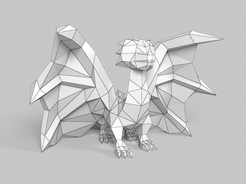 Dragon low poly polygonal Low-poly 3D model_4
