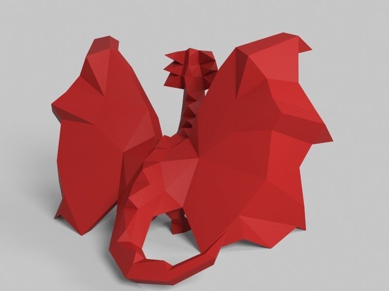Dragon low poly polygonal Low-poly 3D model_1