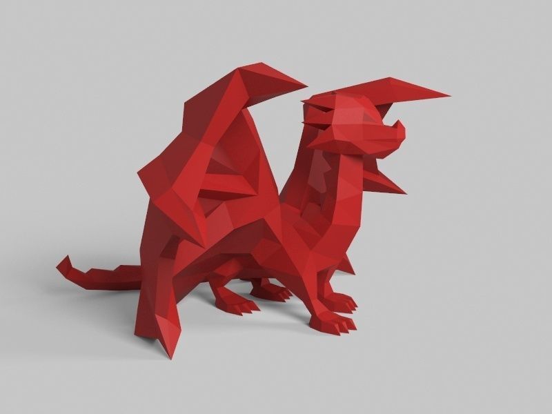 Dragon low poly polygonal Low-poly 3D model_2