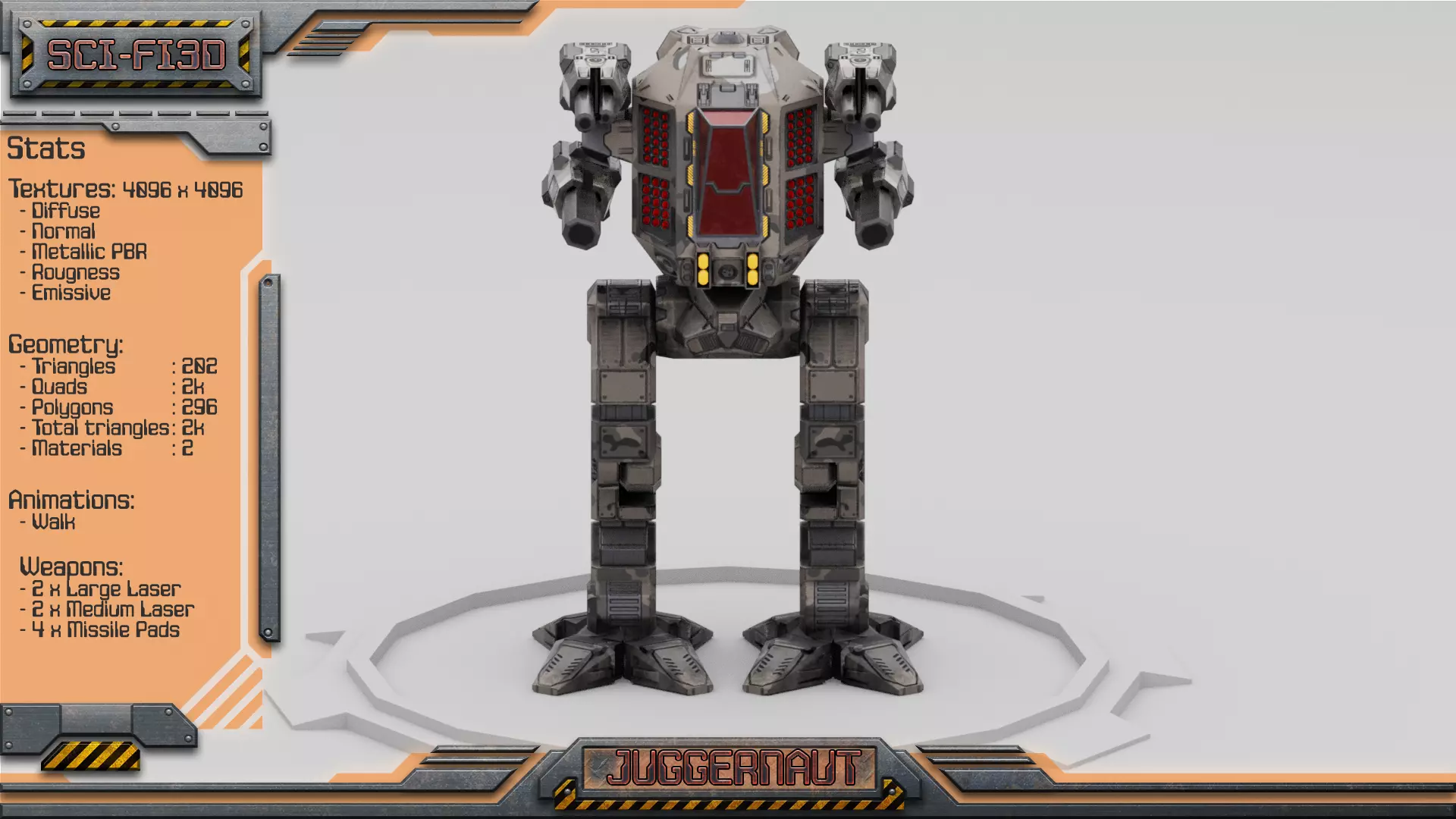 Juggernaut BattleMech Low-poly 3D model_0