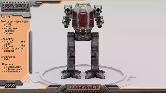 Juggernaut BattleMech Low-poly 3D model