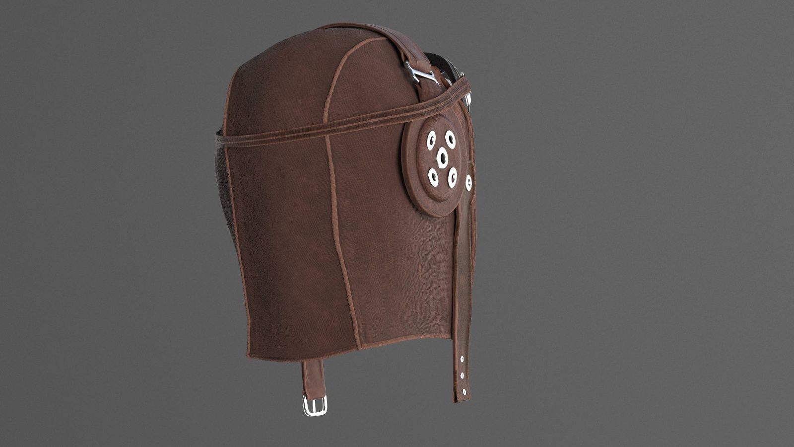 WWII Aviator goggles and hat 3D model_3