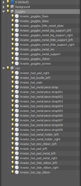 WWII Aviator goggles and hat 3D model_6