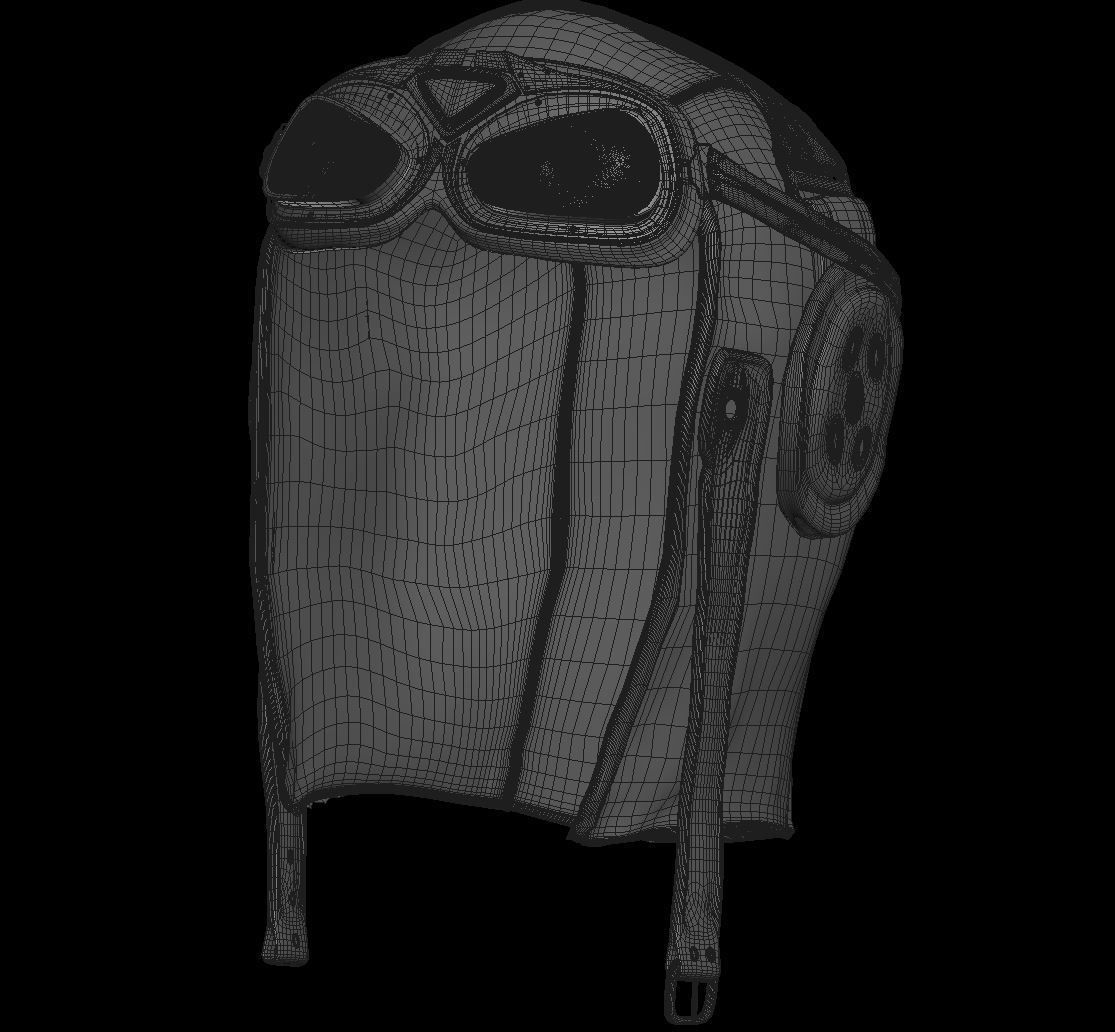 WWII Aviator goggles and hat 3D model_5