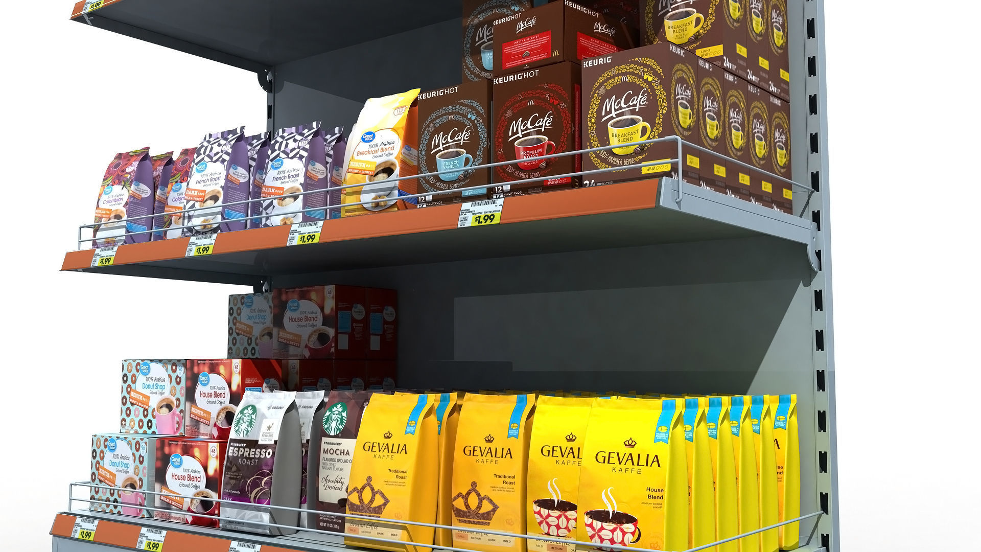 Supermarket Shelves Tea and Coffee 3D model_5