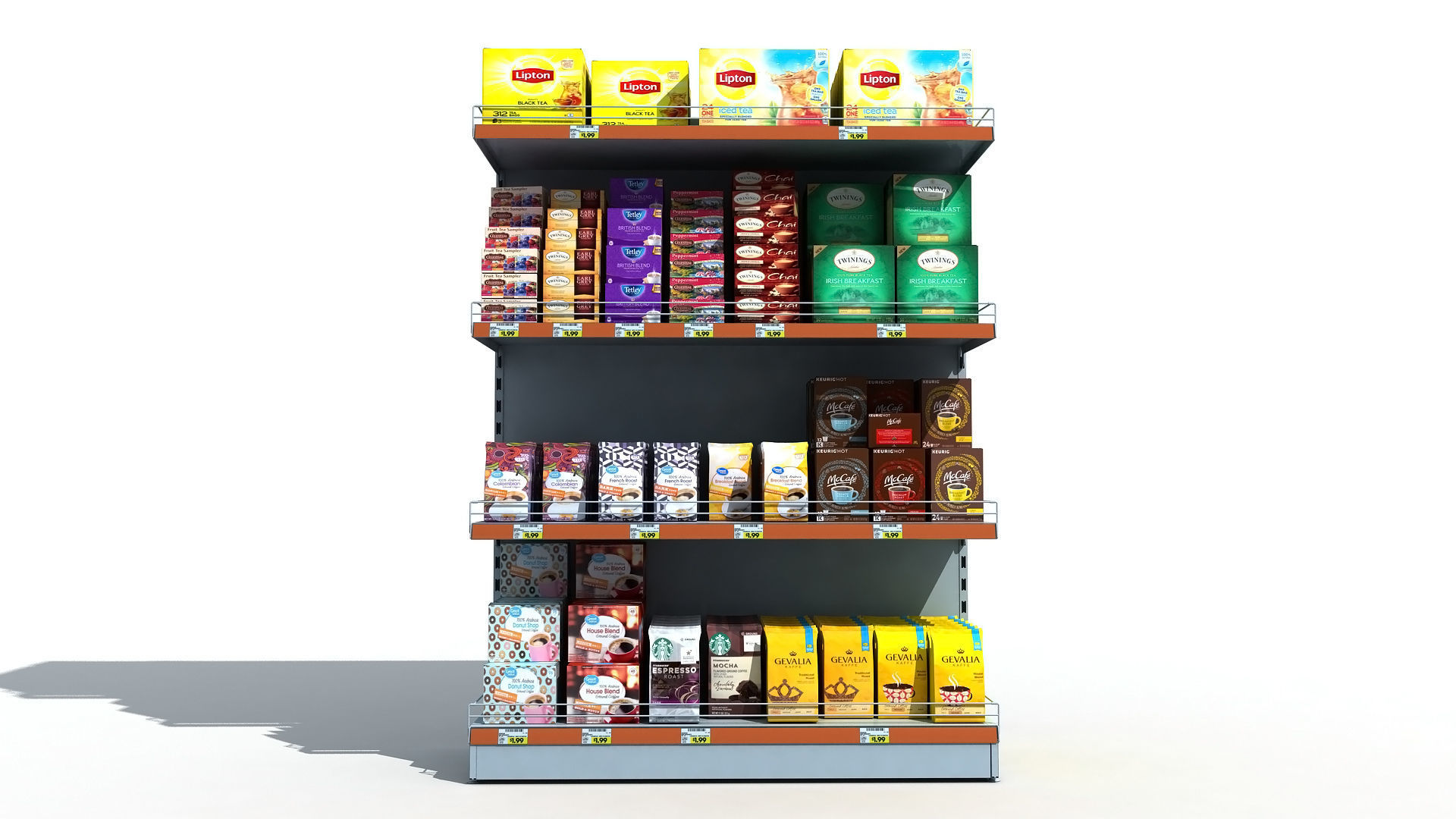 Supermarket Shelves Tea and Coffee 3D model_2