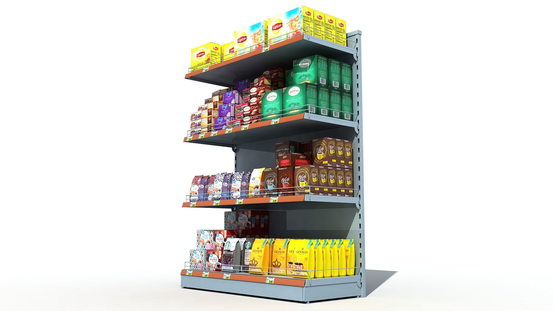 Supermarket Shelves Tea and Coffee 3D model_4