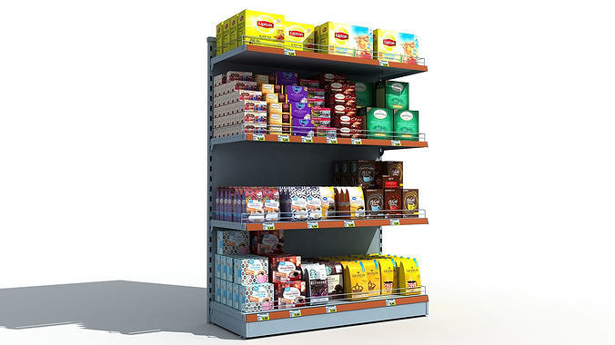 Supermarket Shelves Tea and Coffee 3D model