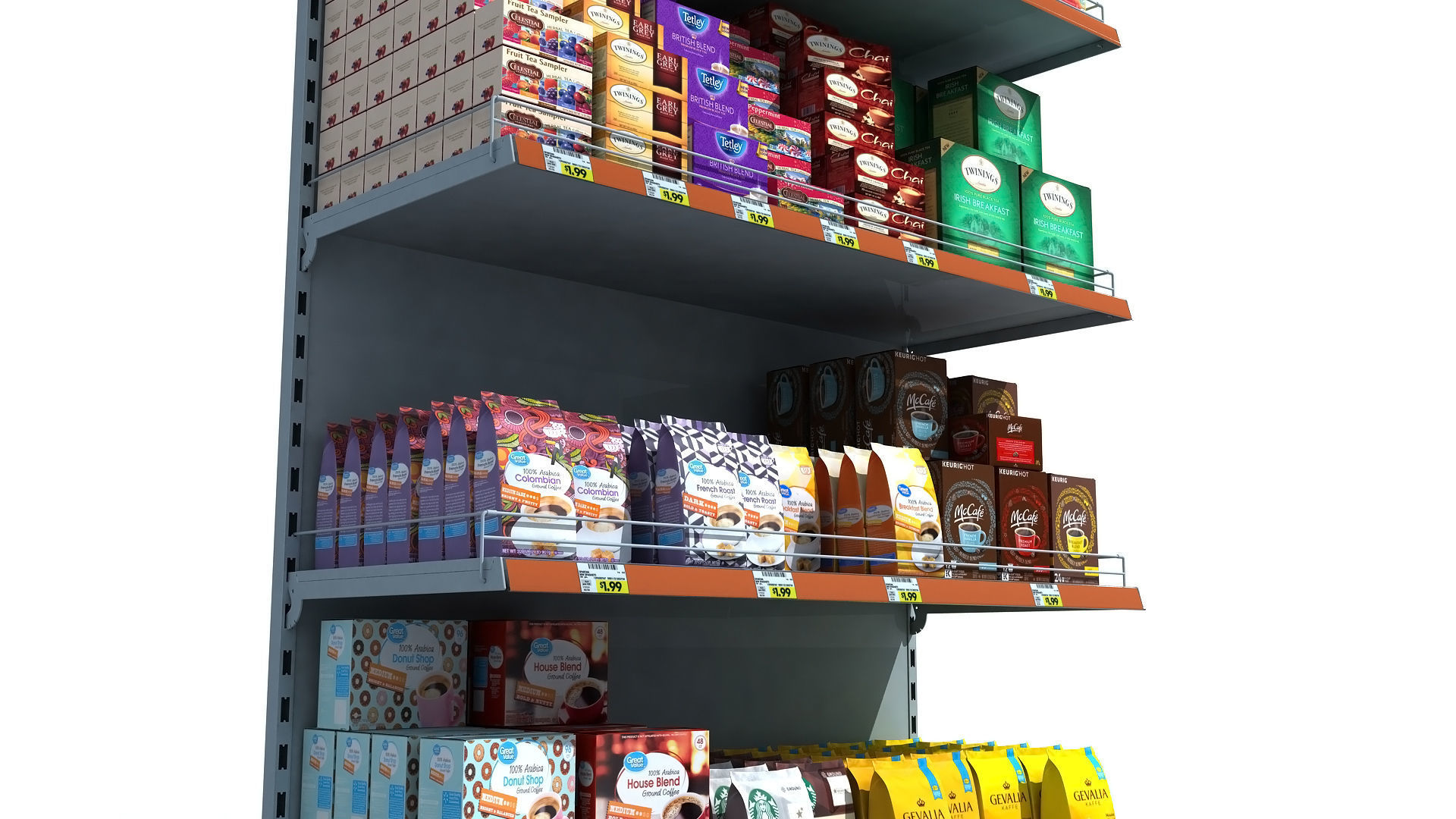 Supermarket Shelves Tea and Coffee 3D model_1