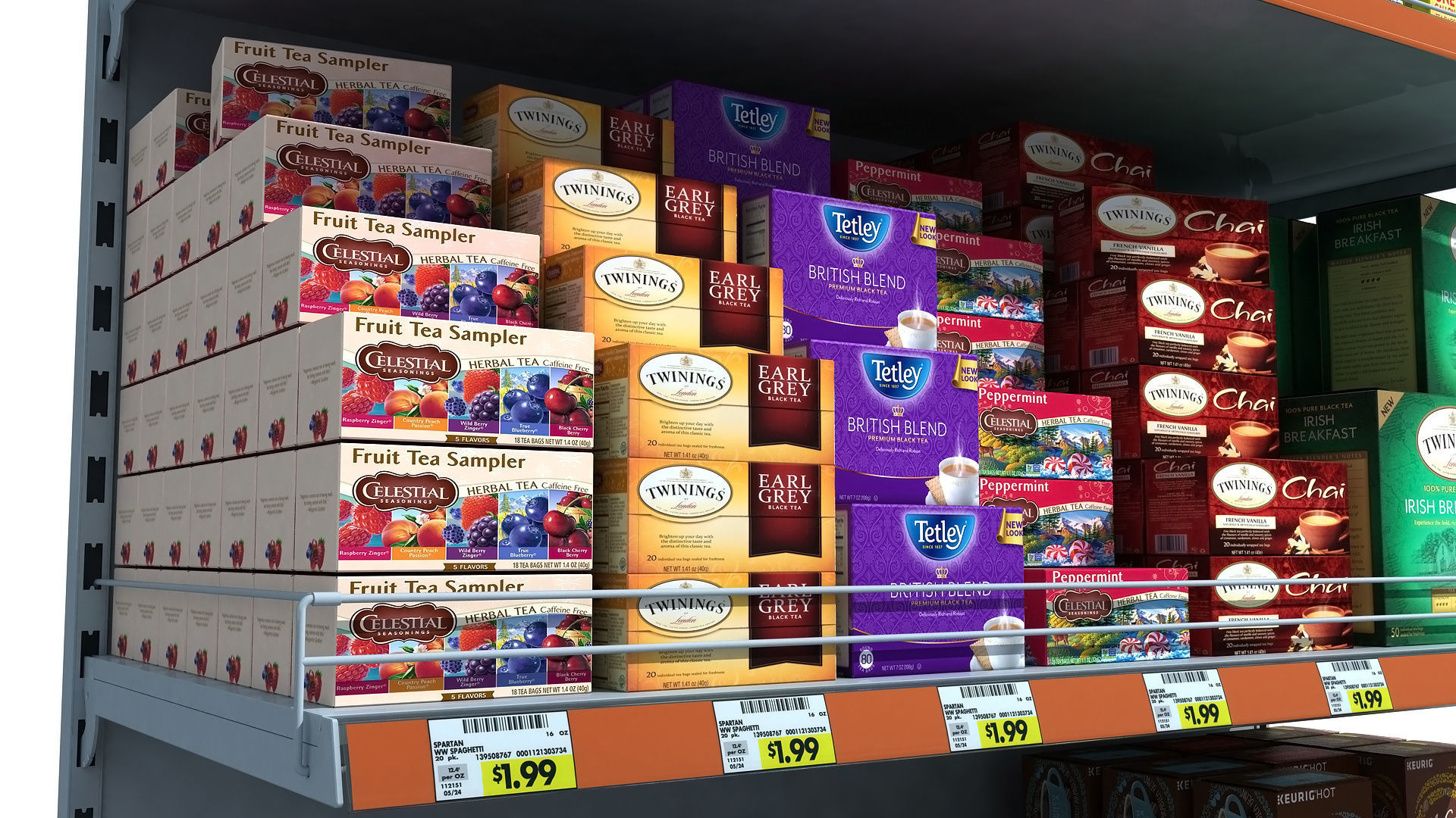 Supermarket Shelves Tea and Coffee 3D model_7