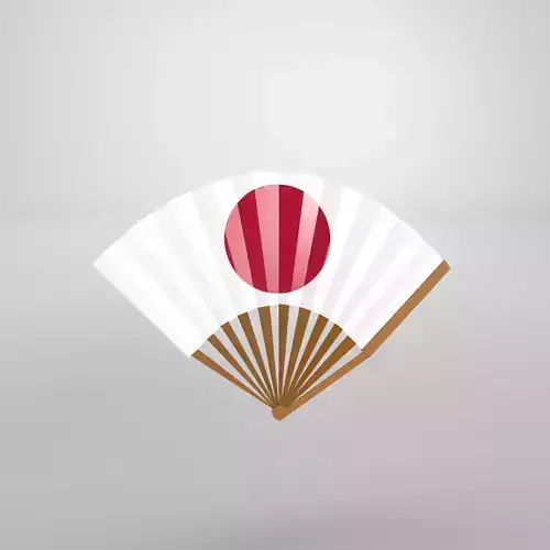 Paper Fan v1 009 Low-poly 3D model